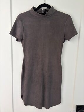 AX Paris Charcoal Gray Suede-Look Mini Dress